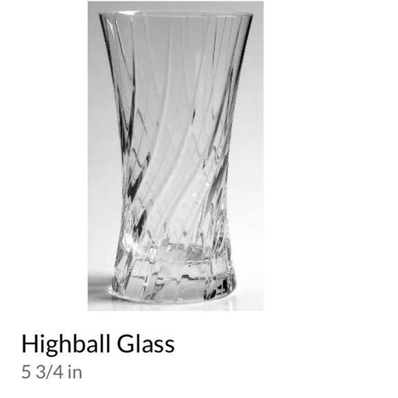 Mikasa Concerto Barware Highball Water Tall 5 3/4” Swirl Crystal Glass - Picture 2 of 13